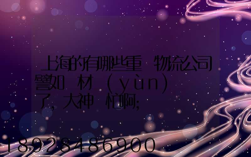 上海的有哪些重貨物流公司譬如鋼材運(yùn)輸謝謝了,大神幫忙啊