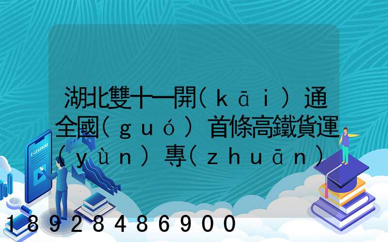 湖北雙十一開(kāi)通全國(guó)首條高鐵貨運(yùn)專(zhuān)列