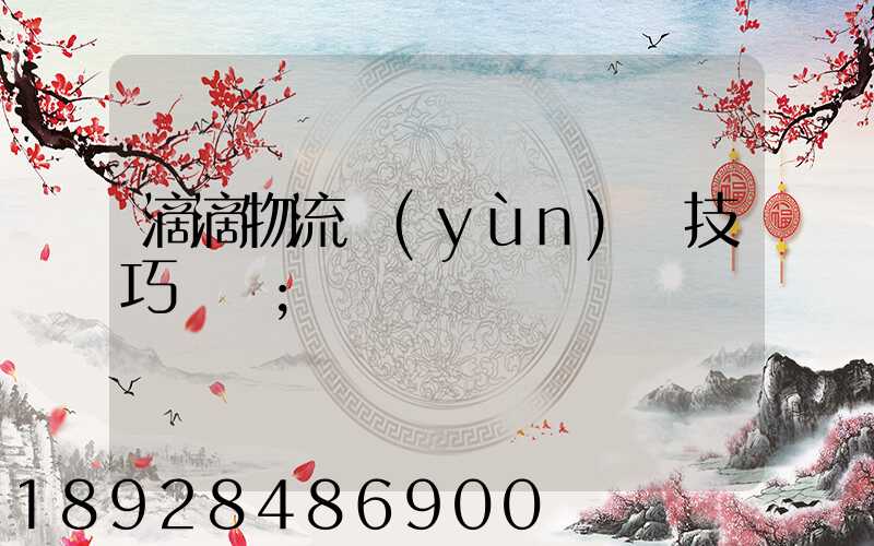滴滴物流運(yùn)輸技巧視頻