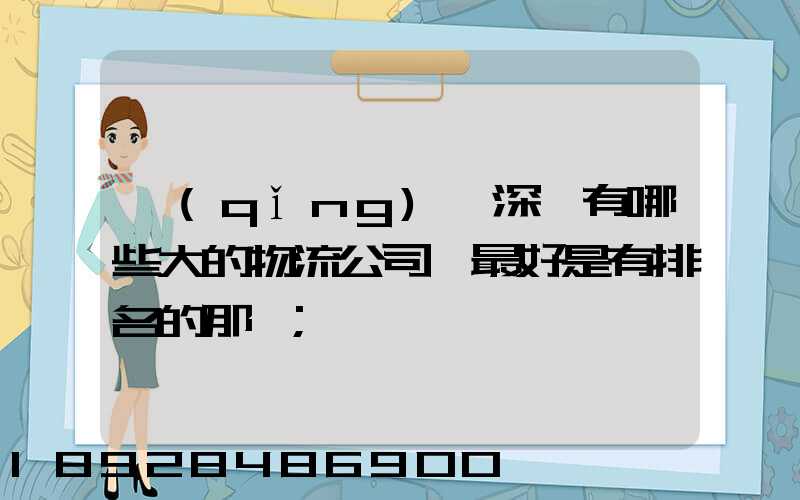 請(qǐng)問深圳有哪些大的物流公司,最好是有排名的那種